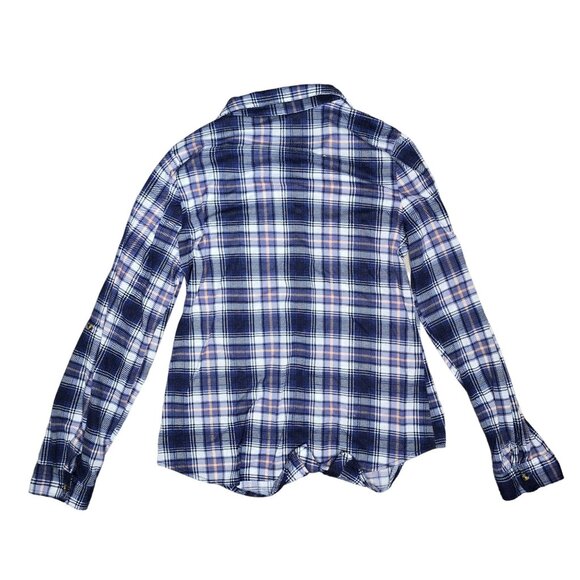 Passport Womens Blue & White Plaid Button-Up Shirt Size L flannel fall shirt - Picture 4 of 7